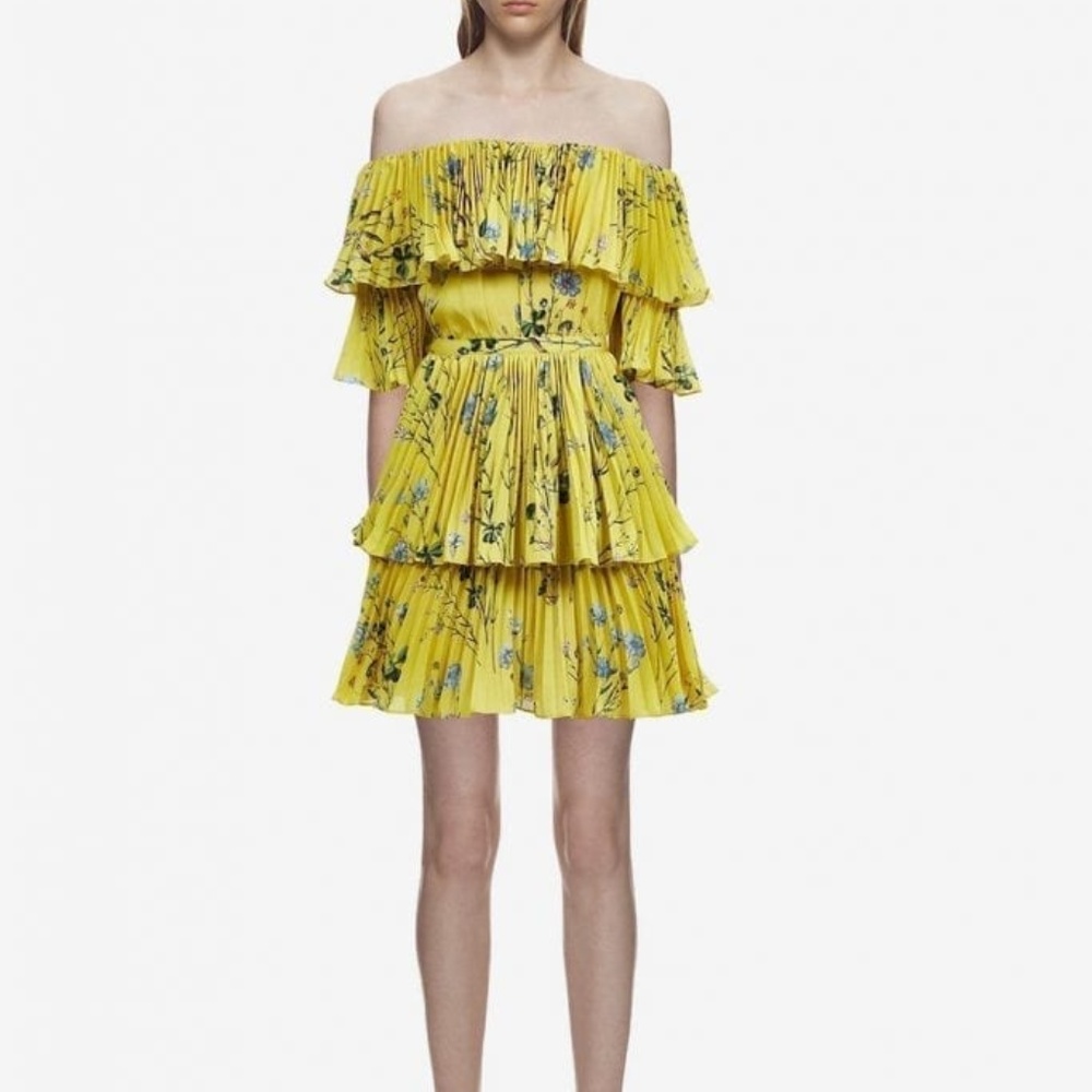 Self-Portrait Yellow Floral Mini Dress